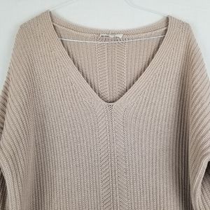 Babaton Oversized 100% Cotton V-Neck Knit Sweater